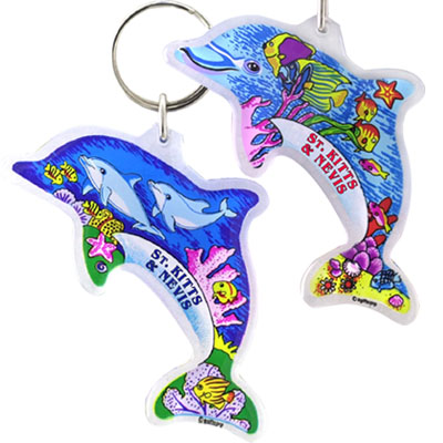St Kitts & Nevis Dolphin/Shape Lucite K/C 2 AST