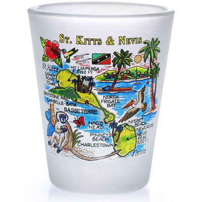 St Kitts & Nevis-Map Frost Shot Glass