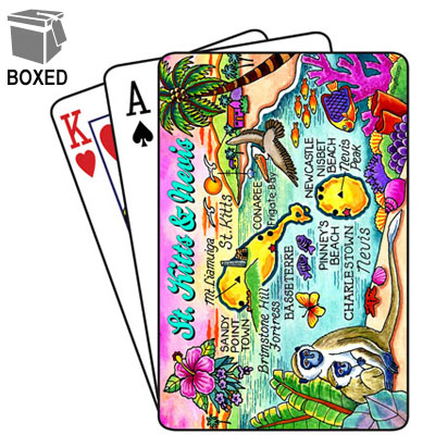 St Kitts & Nevis Map Playing/Cards BXD