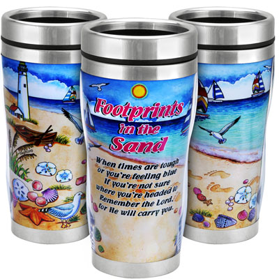 Tumbler - Footprints Sand Stainless 16 OZ 